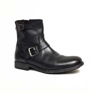 NWOT FRYE Tyler Engineer Ankle Boot Buckles Black Size 6